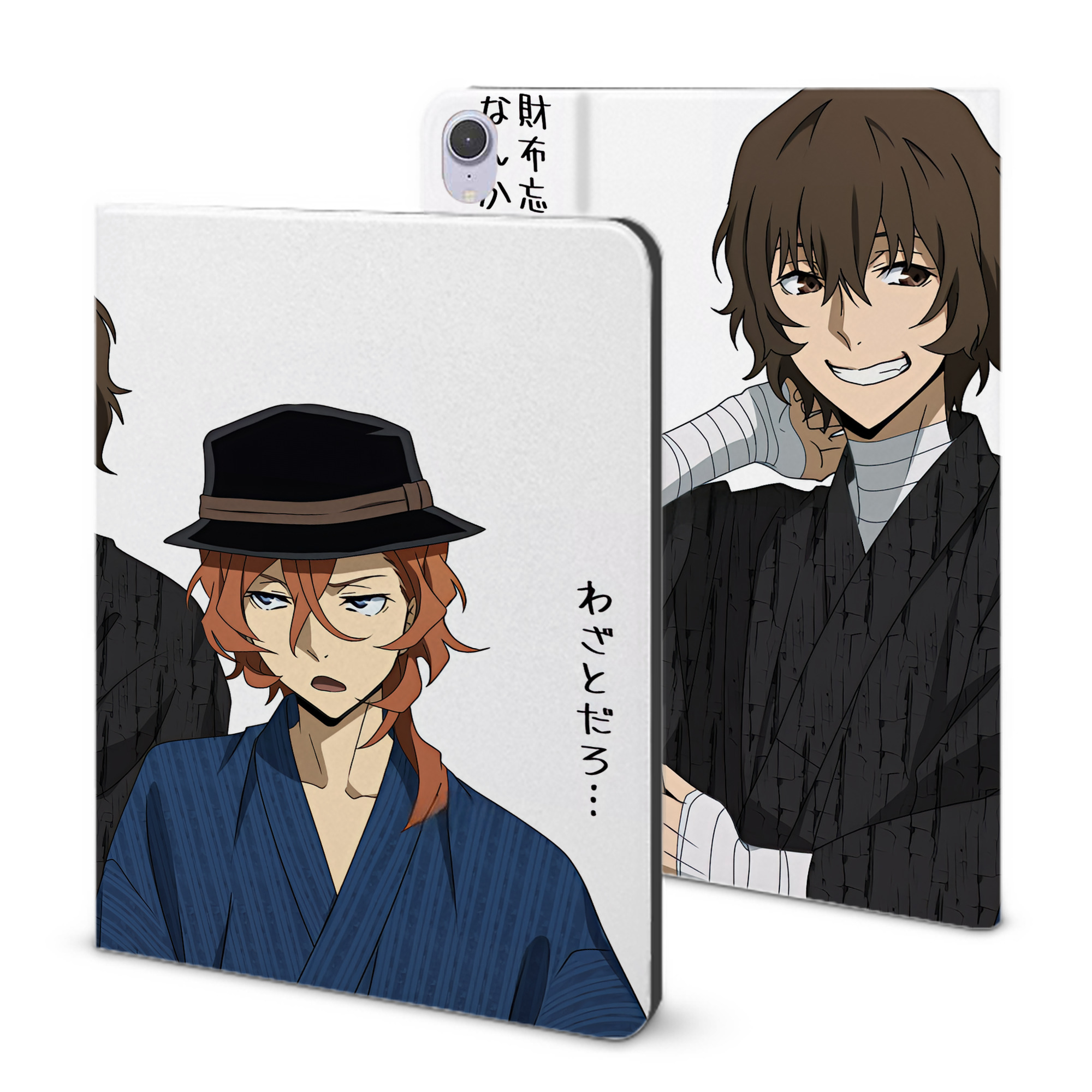 （画像用） 文豪ストレイドッグス Bungo Stray Dogs IPad ケース ブック型 PUレザー TPU 耐衝撃 軽量 薄型 ペン収納なし 全面保護 IPad 各モデル対応